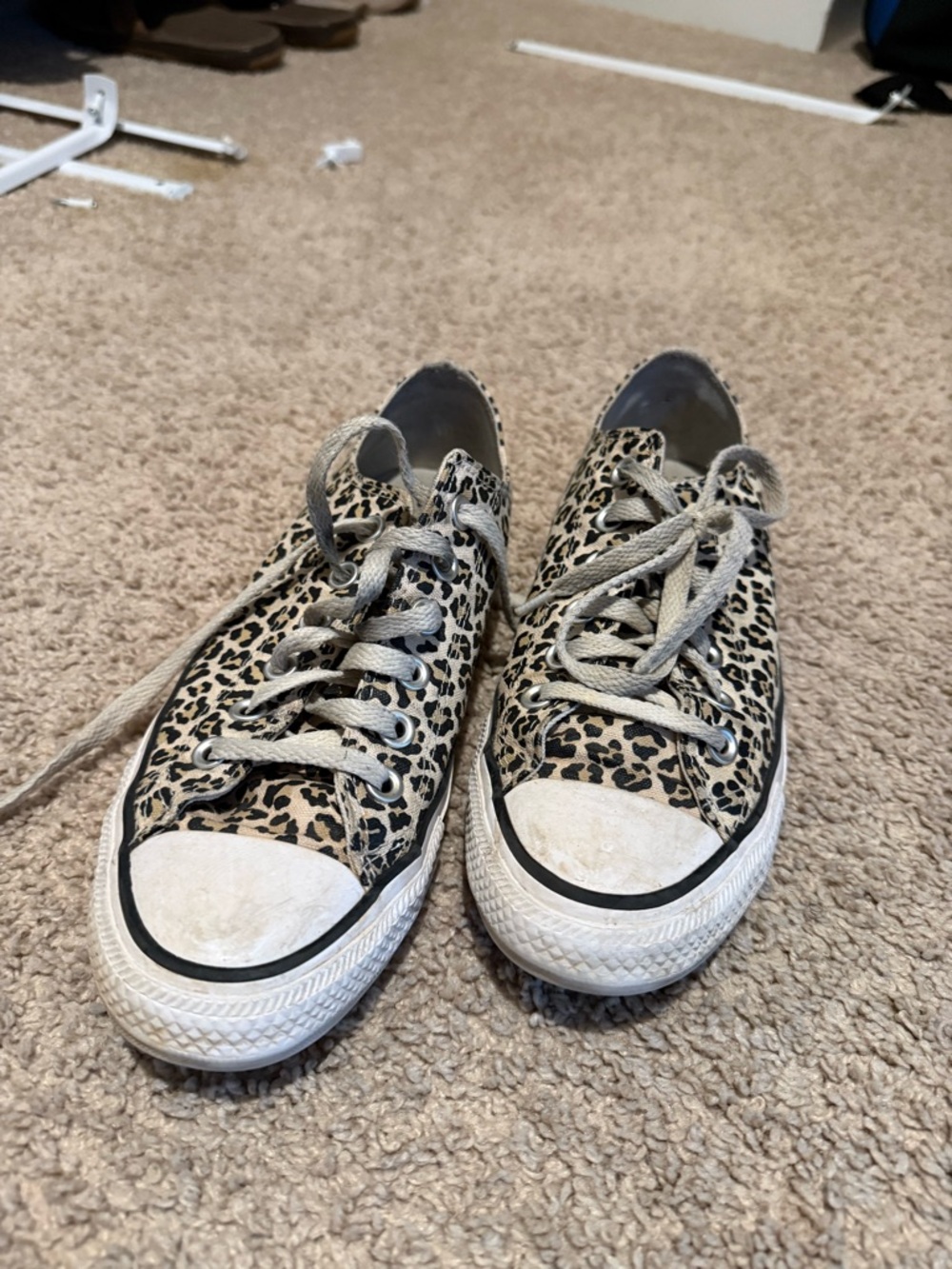 Converse Women's Low-Top Sneakers - Leopard Print Beige/Black